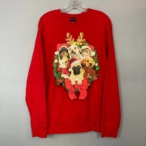 Fifth Sun Christmas Holiday Dogs Cats Light UP Crewneck Sweatshirt Unisex Size L